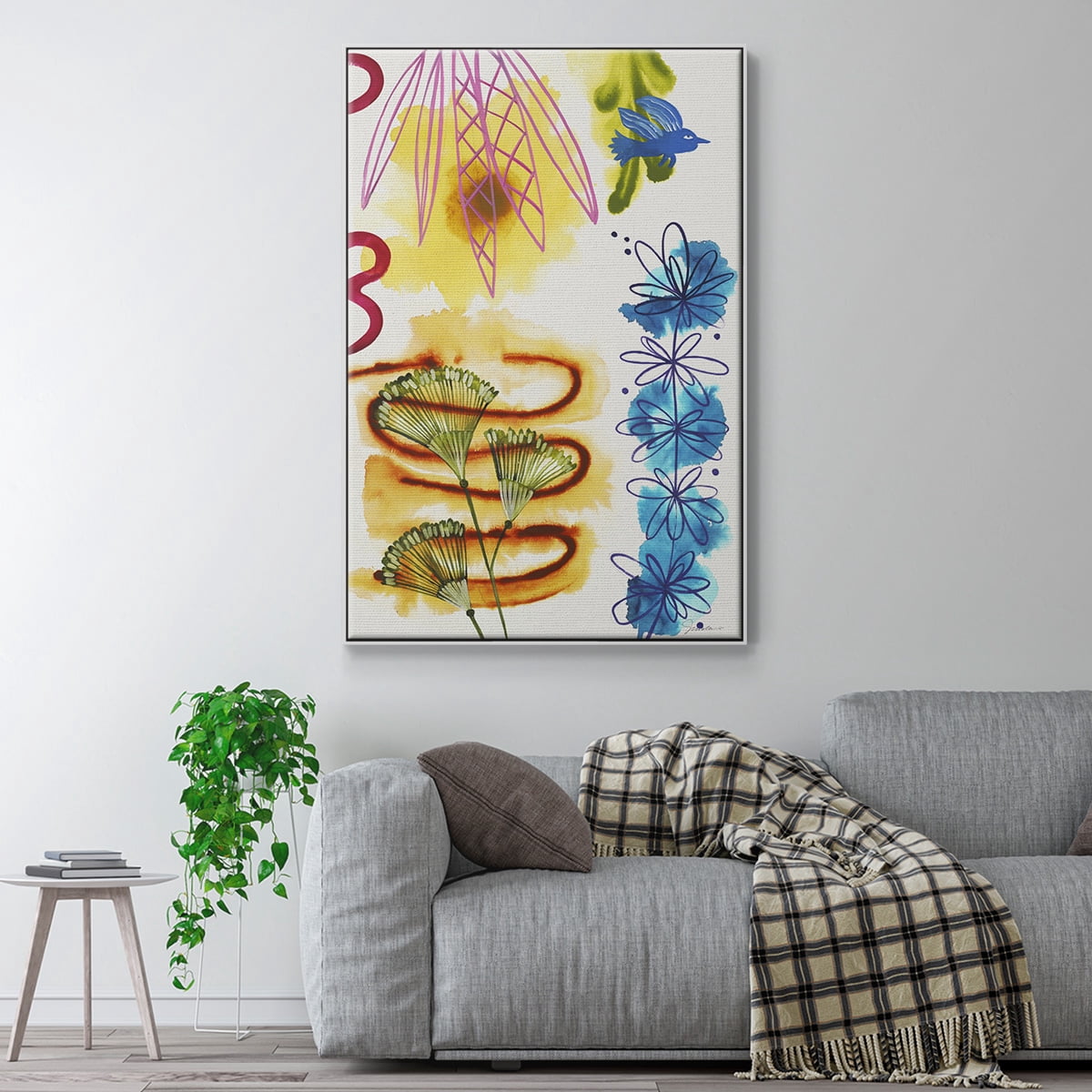 Flower Power I Framed Premium Gallery Wrapped Canvas - Ready to Hang - 27 x 41 - White Floating Frame