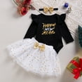 thumbnail image 2 of LUOGENLI Little Girls Outfits 3T Summer Toddler Girls Long Sleeve New Year Letter Prints Tops Romper and Skirts Outfits Clothes Set for Child Clothes 4th of July Outfits for Girls Size 8/9 0-3 Months, 2 of 5