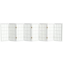 Oriental Furniture 2 Ft Tall Desktop Window Pane Shoji Screen, white, 8 panel