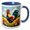 Blue/White, variant on 3drose, Colorful Rooster in the Field on a Sunny Summer Day. Artsy Gift, 11oz Two-tone Black Mug