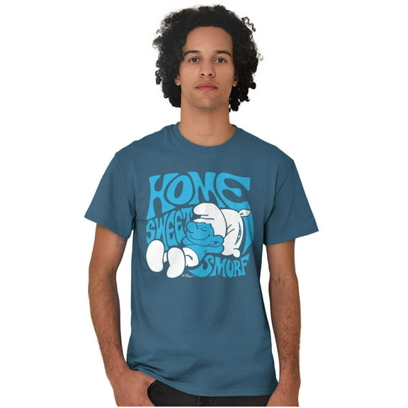 Retro Groovy Home Sweet Smurf Cartoon Men's Graphic T Shirt Tees Brisco Brands S