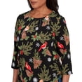 thumbnail image 4 of Alfred Dunner Womens Petite Cardinals And Pinecones Embellished Top, 4 of 4