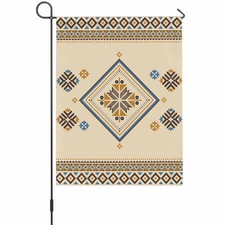 Yellow Bohemian Texture Garden Flag 12 x 18 Inches National Ethnic Tribe Abstract Geometric Weather Proof Outdoor Patio Flags Double Sided Small Garden Decoration for Yard Outside Home