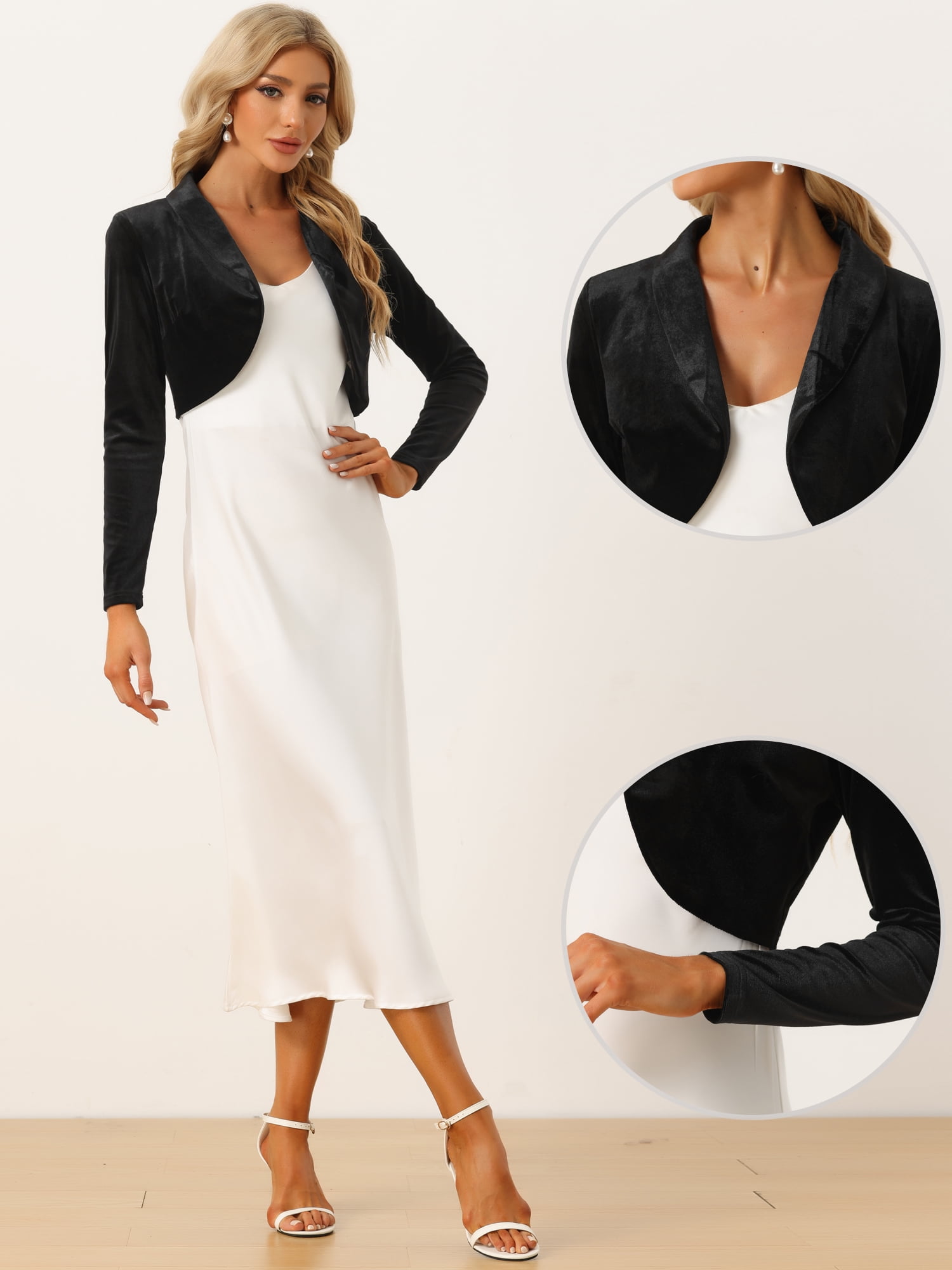 DARING DIVA Open Front Collar Shrug Cocktail Bolero Cardigan 3XL Black