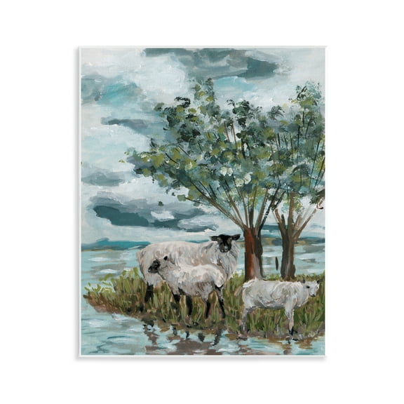 Stupell Industries Traditional Sheep Scene Landscape Painting Unframed Art Print Wall Art, 11 x 14
