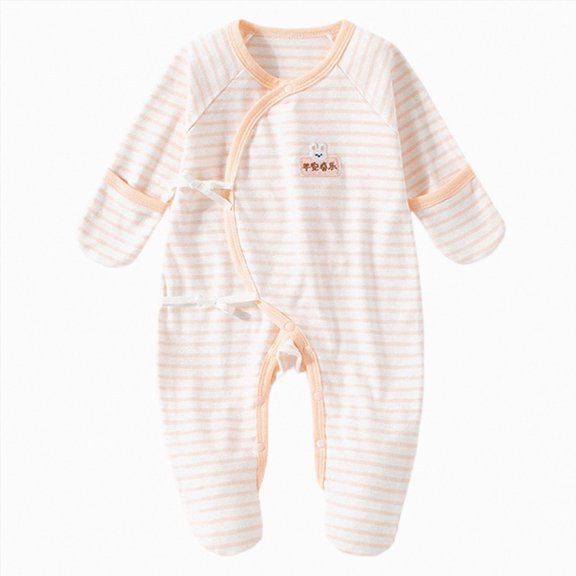 CAUYDY Newborn Boy Going Home Outfit Baby Sleepers Preemie Clothing Long Sleeved Pajamas Infant Boys Bodysuit Fall Winter Romper 3 6 9 12 18 24 Months Orange for Sizes 3-6 Months