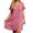 Z1#Red274, variant on Puliio Mini Dresses for Women Summer Short Sleeve V Neck Textured Loose Casual Daily Wear Dress