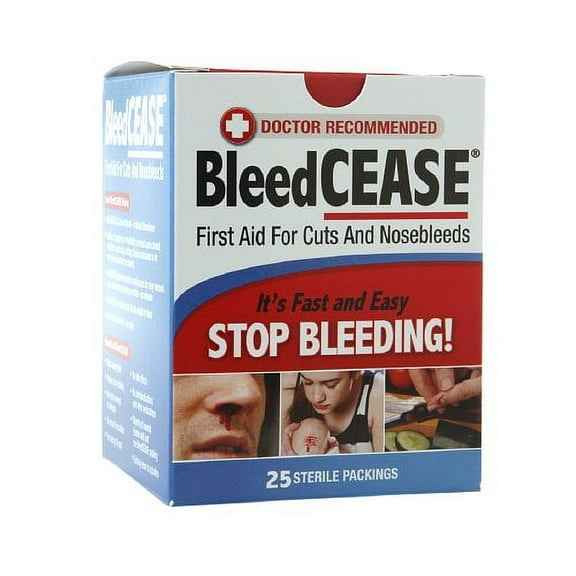 Bleedcease First Aid For Cuts And Nosebleeds, Sterile Packings - 25 Ea