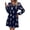 Navy, variant on Women's Feather Print V Neck Dress 95% polyester 5% elastane Basic style not lined versatile daily day to night wear