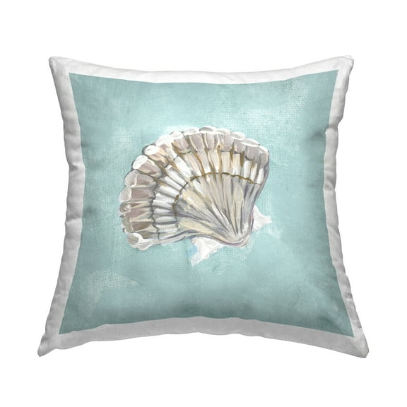 Stupell Industries Abstract Clam on Blue Decorative Printed Throw Pillow, 18 x 18