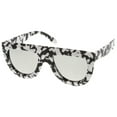 thumbnail image 2 of Oversize Chunky Matte Marble Print Wide Arms Flat Lens Flat Top Sunglasses 51mm (Marble / Silver Mirror), 2 of 4