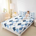 thumbnail image 4 of jejeloiu Modern Geometric Rhombus Twin Sheet Sets,White Blue Bedding For Girls Boys 3 Pieces, 4 of 7