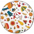 thumbnail image 1 of FMSHPON Thanksgiving Day Doodle Cartoon Xmas Christmas Tree Skirt Stand Mat for Holiday Party Decoration Indoor Outdoor 48 inches, 1 of 3