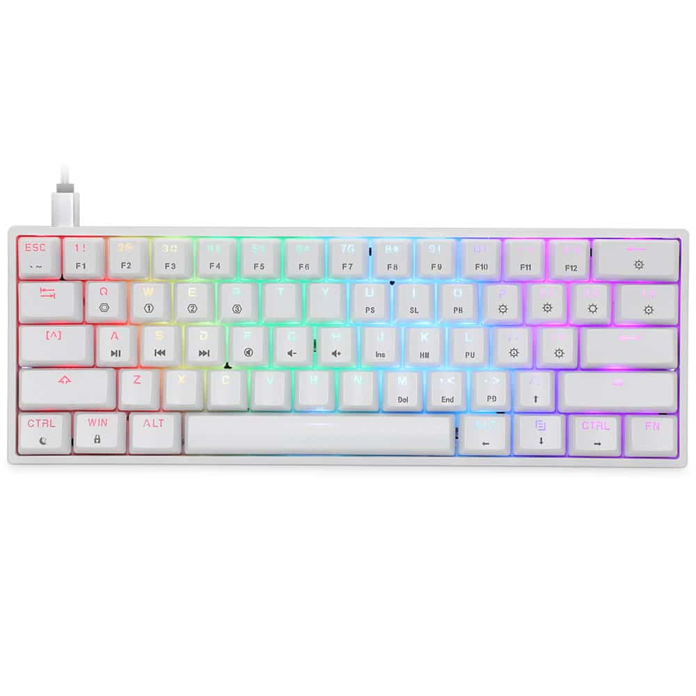 GK61 60% Keyboard with hot swappable Gateron Optical Switches, RGB Lighting and USB-C