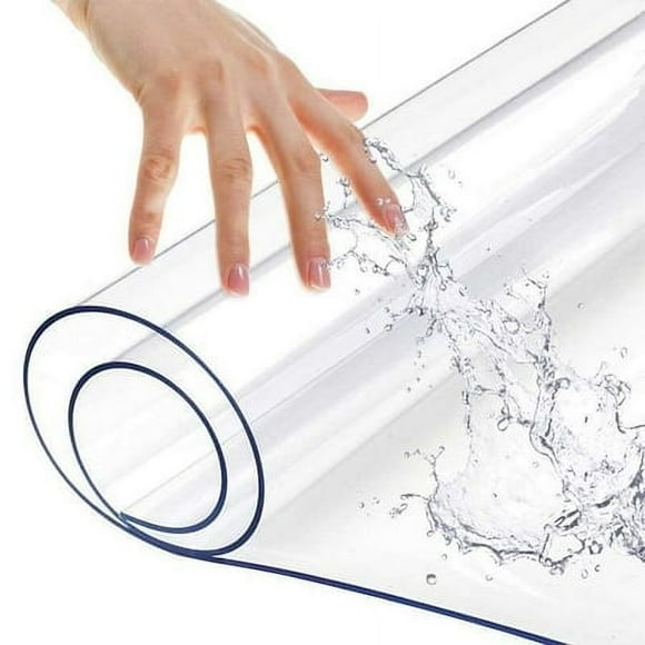 Rectangular Pvc Office Desk Mat - Clear Plastic Top Pad For Side Table Writing Desk Meeting Table - Crystal Waterproof Furniture Screen Protection - 12X48 Inch Heavy Duty 1.5Mm Thick