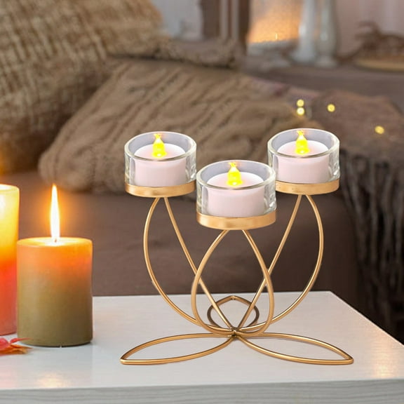 Taper Candles Holder Romantic Iron Candle Three Heads Cup Candle For Candlelight Dinner Home Decoration And Special Iron Candlestick Romantic Candlelight Dinner Props Ornaments Candle Holders