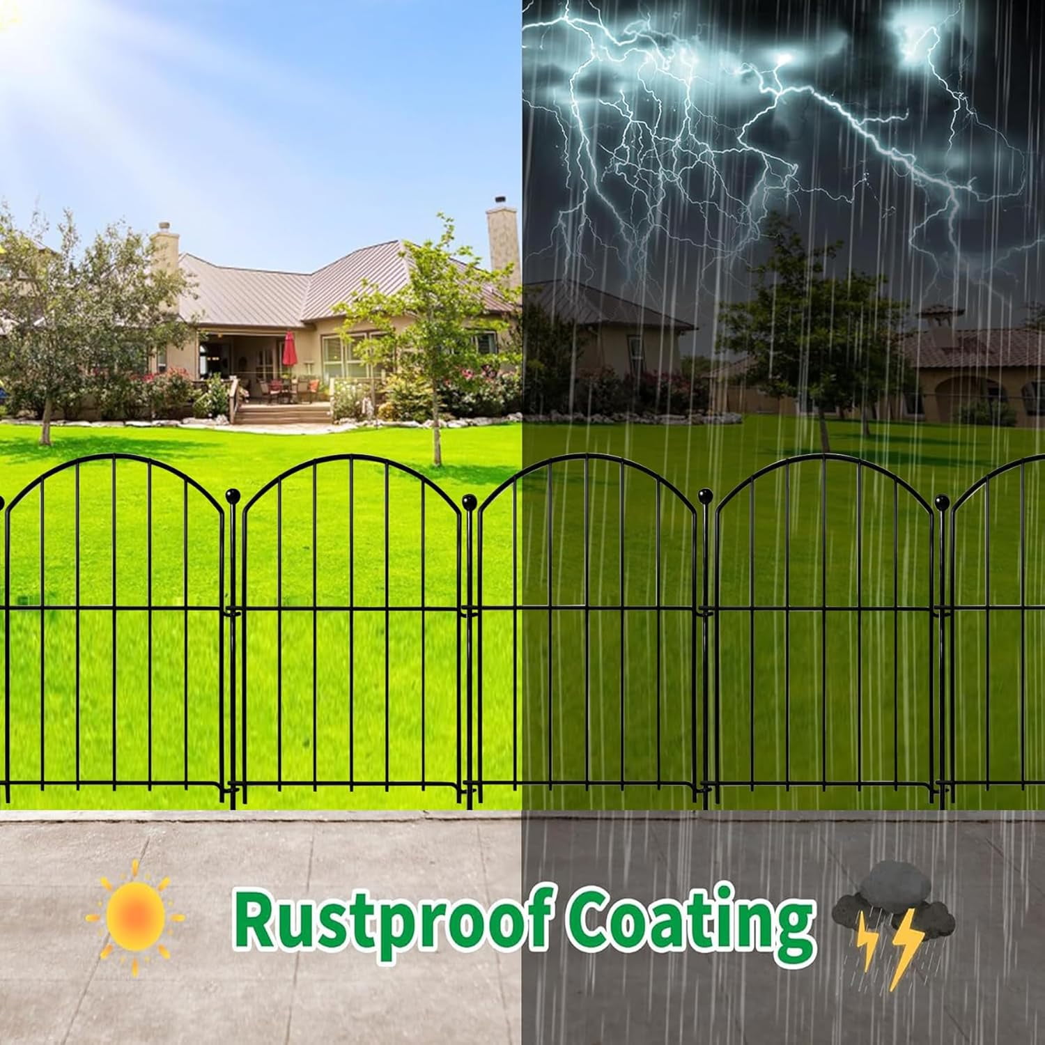 Decorative Garden Fence 21in x10.8ft, 10 Pack Rustproof Metal No  Fence Animal Barrier for Dog, Arched Flower Bed Edging Ornamental Wire Border Panel Fencing