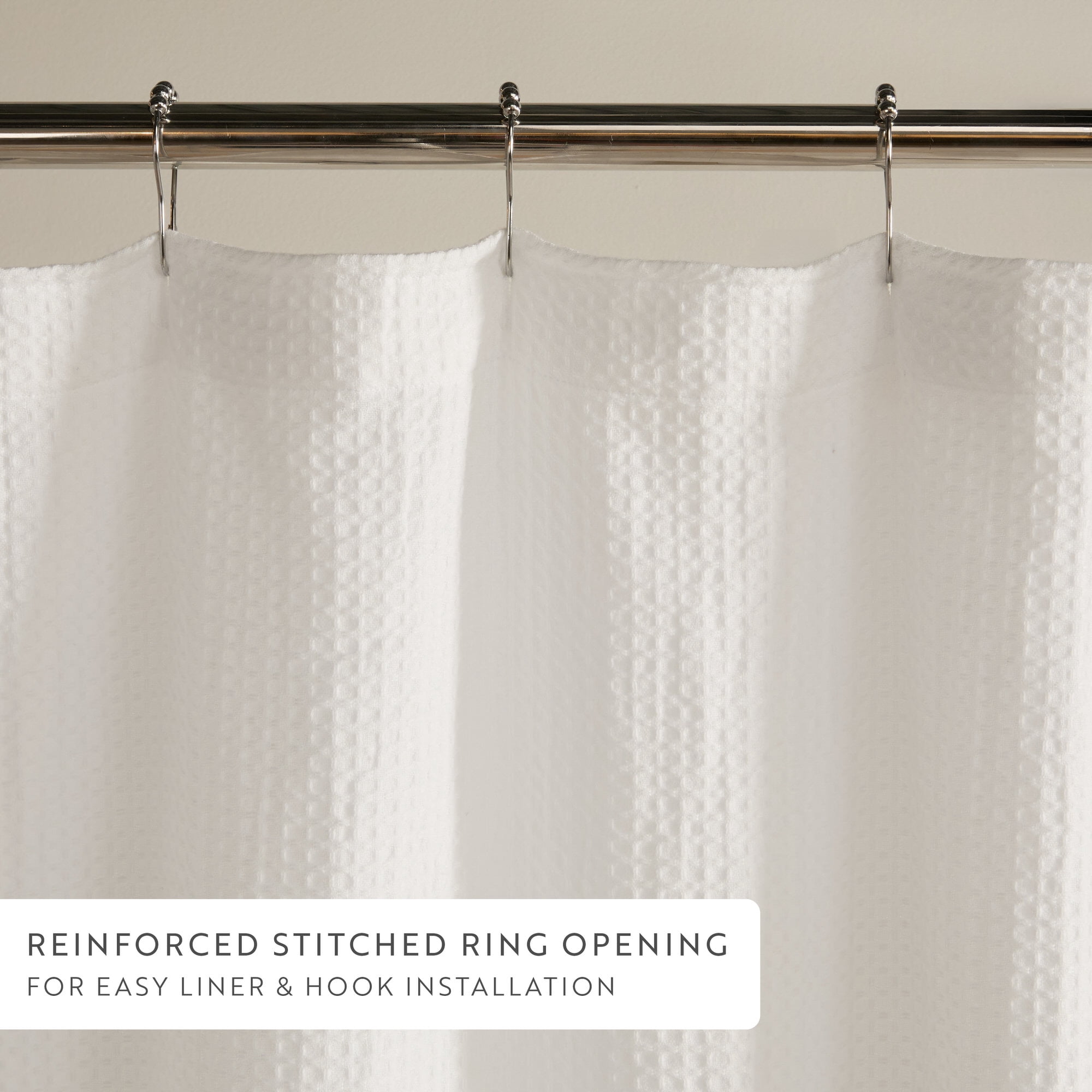 Cotton Blend Waffle Texture Shower Curtain