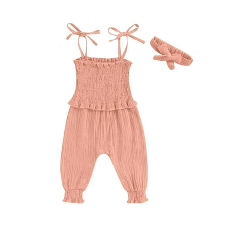 

Bullpiano 0-18 Months Baby Girl Romper Bodysuit One Piece Jumpsuits Pajamas Sleeveless Rompers Set Strapless Sleeveless Jumpsuits