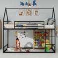 thumbnail image 3 of Harper & Bright Designs Twin Size House Bunk Bed with Ladder, Twin Over Twin Metal Bunk Bed Frame with Guardrail for Boys and Girls, Black, 3 of 12