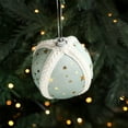 thumbnail image 4 of 3in Foam Christmas Tree Pendant, Star-Printed Fabric Ball Decoration, Soft Mint Green Hanging Ornament, Holiday Tree Decor, Elegant Christmas Ball for Home & Party Arrangements, 4 of 9