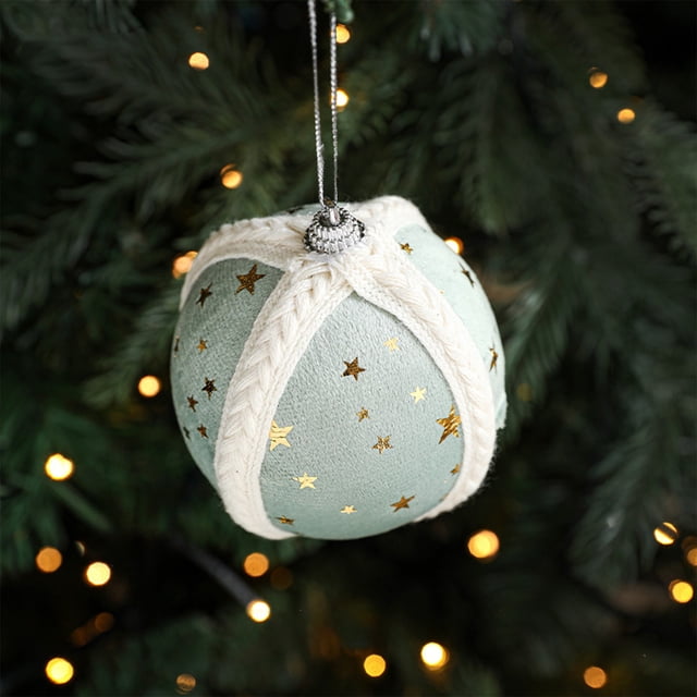 Adorno navideño de bola de espuma de 7,6 cm | Decoración colgante con estampado de estrellas y cubierta de tela | Decoración navideña ligera de poliéster | Rosa, rojo, blanco y azul | Ideal para el