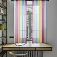 thumbnail image 5 of Rainbow Sheer Curtains 55x63 Inches | Colorful Rod Pocket Drapes | Semi-Sheer Polyester Voile for Bedroom, Living Room & Patio | Light Filtering Window Treatment, 5 of 6