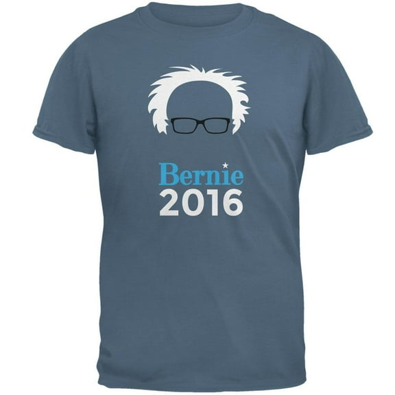 Election 2016 Bernie Sanders Hair Minimalist Indigo Blue Adult T-Shirt - X-Large