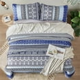 thumbnail image 6 of Dintszyayue Bohemian Quilt Set Queen Size,Blue Stripe 1Bedspread and 2Pillowcase Lightweight Adult(90"x96"), 6 of 8
