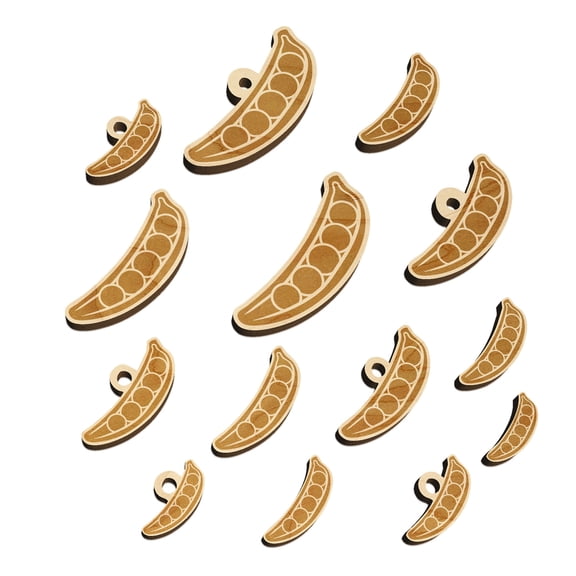 Pea Pod Peapod Vegetable Wood Mini Charms Shapes DIY Craft Jewelry - No Hole - 12mm (26pcs)