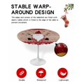 thumbnail image 4 of Fitted Round Tablecloths Table Covers 36-44in,Merry Christmas Gnome Snowflake Waterproof Elastic Edged Table Cloth for Kitchen Dining Holiday Party Tables Decor,Retro Wood Plank and Grid, 4 of 6