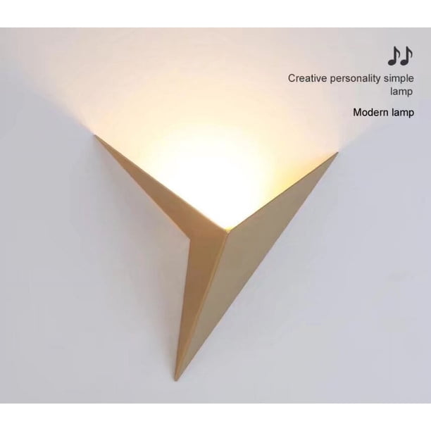 Lámpara de pared de cabecera LED de 2 piezas Nueva lámpara de pared de fondo de sala de estar de pasillo de escalera de hotel de ingeniería china, (luz blanca cálida triangular dorada A)