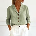 thumbnail image 2 of Women Shirts Solid Color Long Sleeve Button Down Lapel Collared Summer Tops Dressy Casual Work Business Blouses, 2 of 4