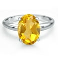thumbnail image 3 of Gem Stone King PLAT-900 Platinum Yellow Citrine Engagement Ring for Women | 2.40 Cttw | Oval 10X8MM | Gemstone November Birthstone | Size 7, 3 of 6