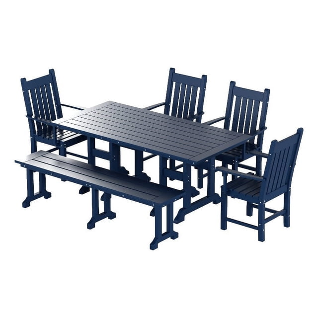 Ensemble Table à Manger et Chaises 6 Pcs avec Banc de Salle à Manger