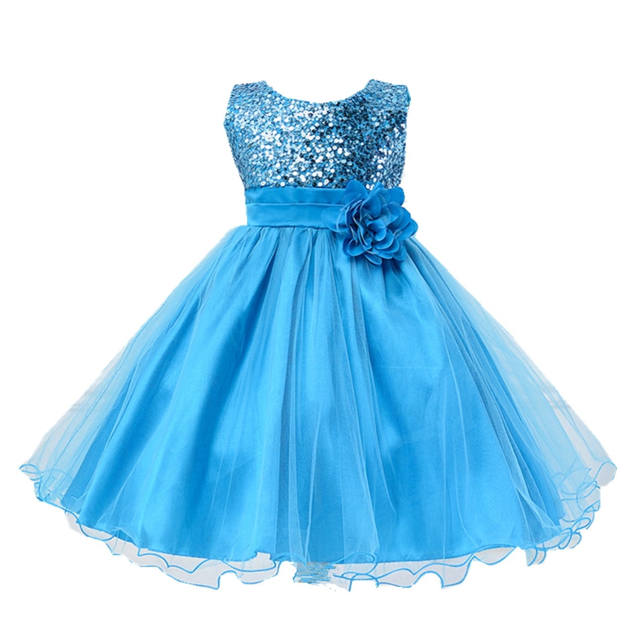 Bilo Lovely Sequin Flower Girl Dress, 5 Colors (7-8 Years, Blue ...