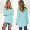 thumbnail image 2 of Black and Friday Deals 50% Off Clear! asdoklhq Womens Plus Size Tops Clearance,Womens Casual O-neck Solid Long Sleeve Jumper Sweaters Blouse Tops, 2 of 5