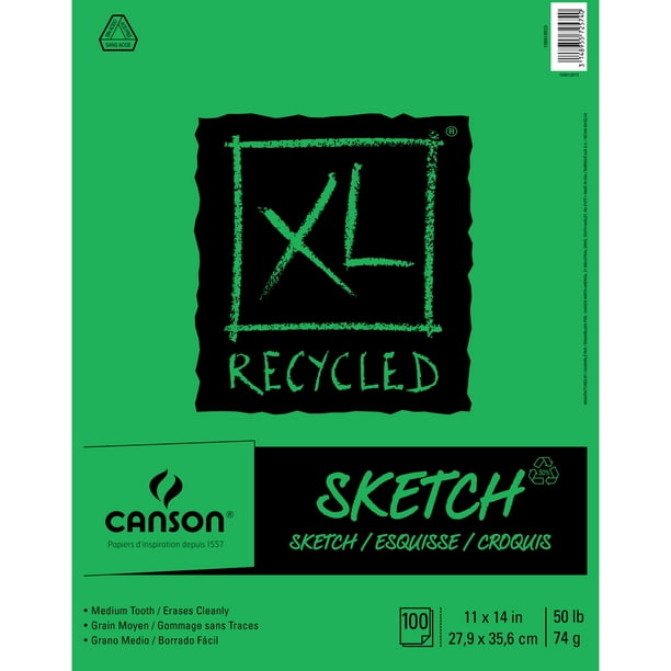 Canson XL Recycled Sketch Pad, 11" x 14" Drawing Paper Fold Over