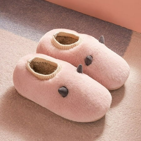 

CoCopeaunt Winter Indoor Ladies Cotton Shoe Cute Cartoon Men Women Lovers Furry Slides Plus Velvet Warm Soft Bottom Female Slippers