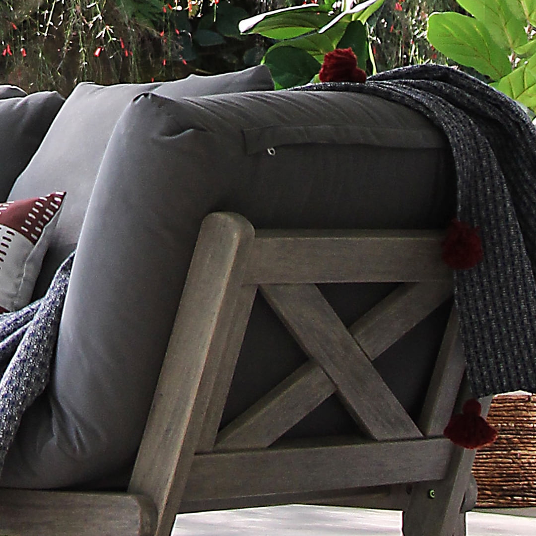 Westlake Solid Wood Outdoor Convertible Sofa Daybed, Gray Cushion