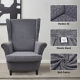 thumbnail image 4 of Eurhowing 2Pcs Wingback Chair Cover, Stretch Spandex Jacquard Armchair Slipcovers with Cushion Cover, Living Room Furniture Protector for Pet & Kids, Dark Gray, 4 of 7