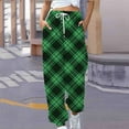 thumbnail image 4 of RYRJJ Women's Cinch Bottom Plaid Sweatpants Pockets Drawstring High Waist Sporty Gym Athletic Fit Jogger Pants Lounge Trousers Dark Green XXL, 4 of 6