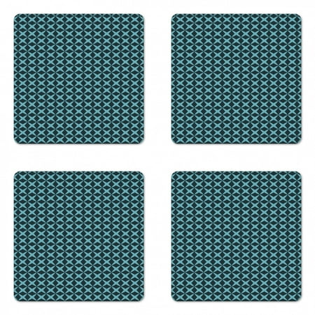 

Blue Coaster Set of 4 Wire Inspired Floral Like Image Thick Crossed Horizontal Lines Image Square Hardboard Gloss Coasters Standard Size Slate Blue and Pale Blue by Ambesonne