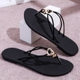 thumbnail image 6 of HomeDM Flat Thong Sandals for Women Dressy Bohemian Comfortable Open Toe Strappy Sandals Summer Beach Walking Shoes, Black Size 5.5, 6 of 9