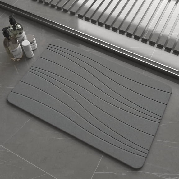 RLESO Fast Drying Stone Bath Mats for Bathroom,Non-Slip Diatomaceous Earth Bath Mat,Super Absorbent Bath Mat Stone Fast Drying Stone Mat Bathroom (23.6''×15.4" Dark Gray Flow)