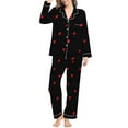 thumbnail image 2 of Aoiroe Button Down Sleepwear Loungewear Valentines Pajamas For Women Pajama Sets For Women 2 Piece Cute Pajamas For Women Comfy Lounge Sets For Women Matching Sets Women Clothing Black L, 2 of 5
