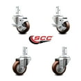 thumbnail image 2 of 3.5 Inch Maroon Polyurethane Swivel 3/4 Inch Square Stem Caster Set 2 Brakes SCC, 2 of 2