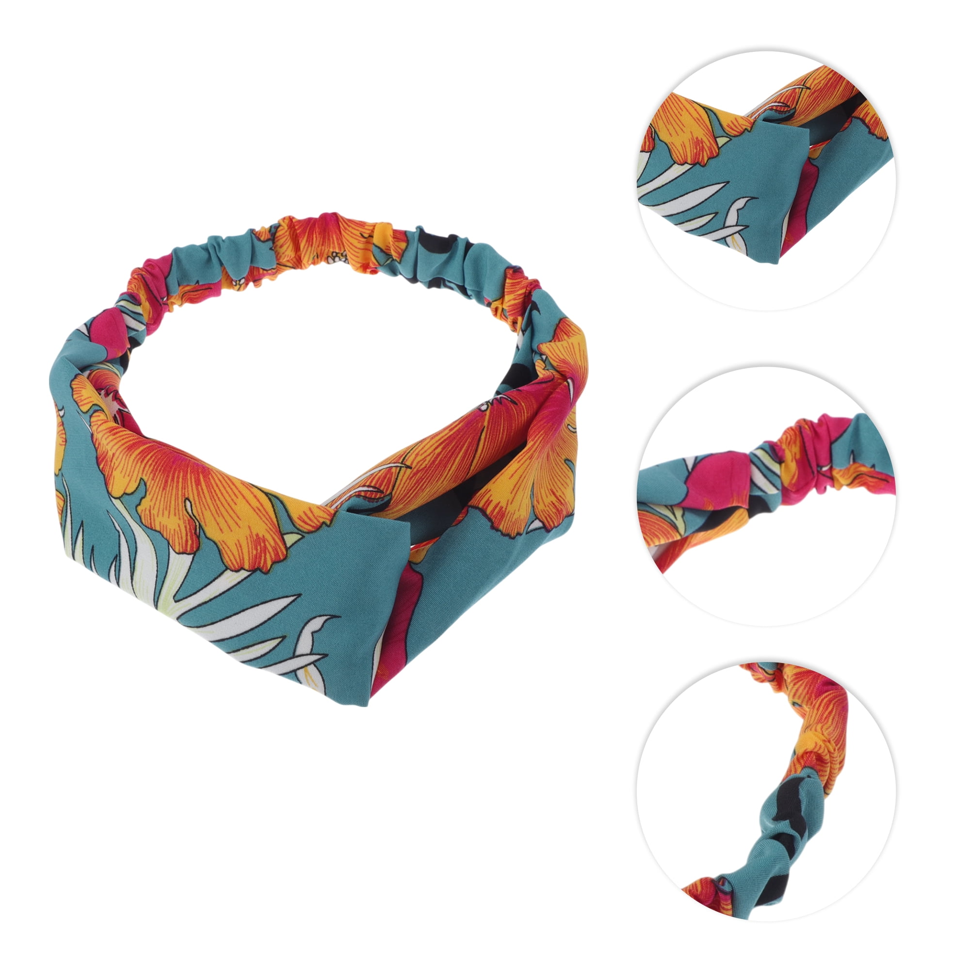 Unique Bargains Fashion Flower Pattern Cross Elastic Hairband 1 Pc Green
