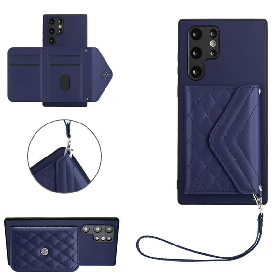 for Samsung Galaxy S22 Ultra Wallet Case with Card Holder, Elegant Durable PU Leather Protective Magnetic Closure Flip Phone Cover Kickstand RFID Blocking for Women Girls for Galaxy S22 Ultra, Blue