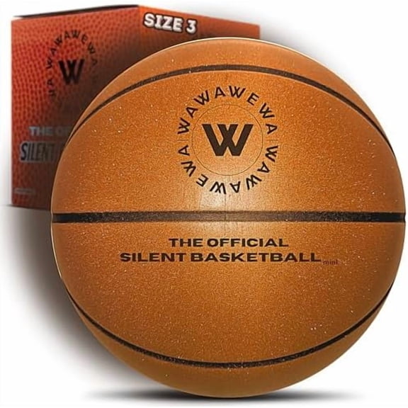 The Official Silent Basketball Mini Size 3 (22") – Indoor Basketball for Quiet Dribbling – Grooved Airless Indoor Training PU Foam Basket Ball – Real Feel Silent Play for All Ages